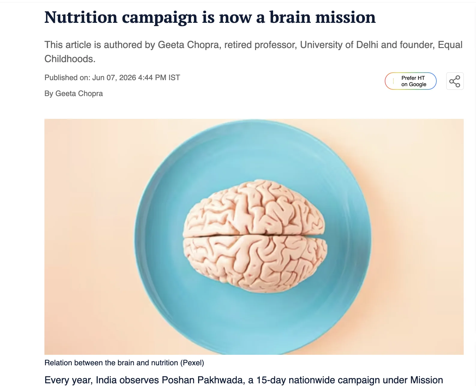 Nutrition campaign is now a brain mission